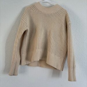 Everlane Waffle Knit Wool Sweater Cream Color